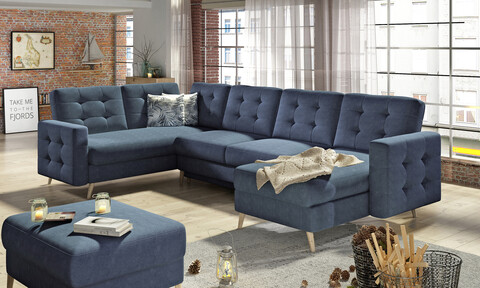 Coltar extensibil reversibil 5 locuri ELTAP, AsdU-14, Asgard, 326x202x93 cm, lemn/poliester, albastru