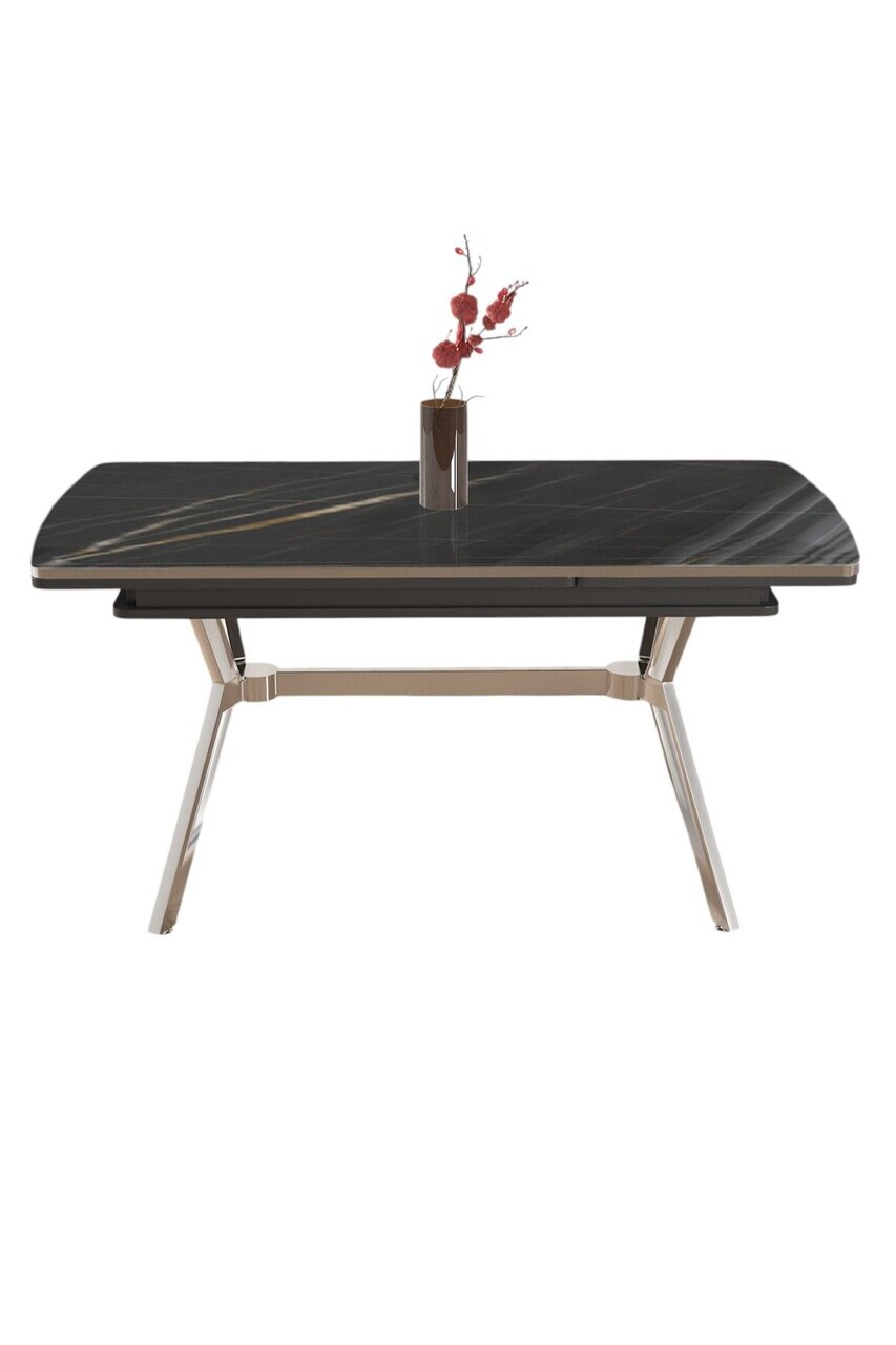 Masa extensibila, Hanah Home, Weps, 89x76x150 cm, Model de marmură neagră / Crom — imaginea 2