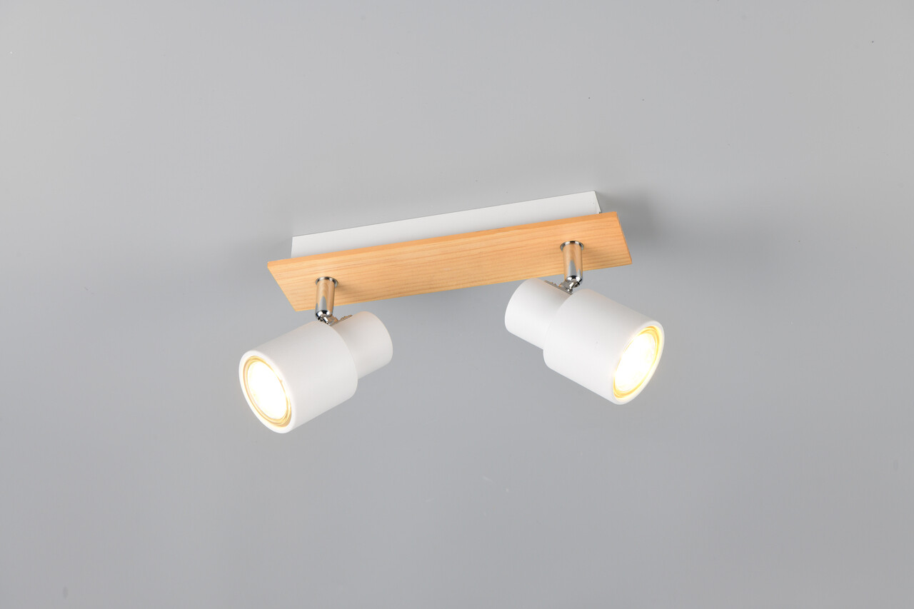 Plafoniera Pierre, RL, 25x6x15 cm, 10W, 2x GU10, metal, alb mat/natur