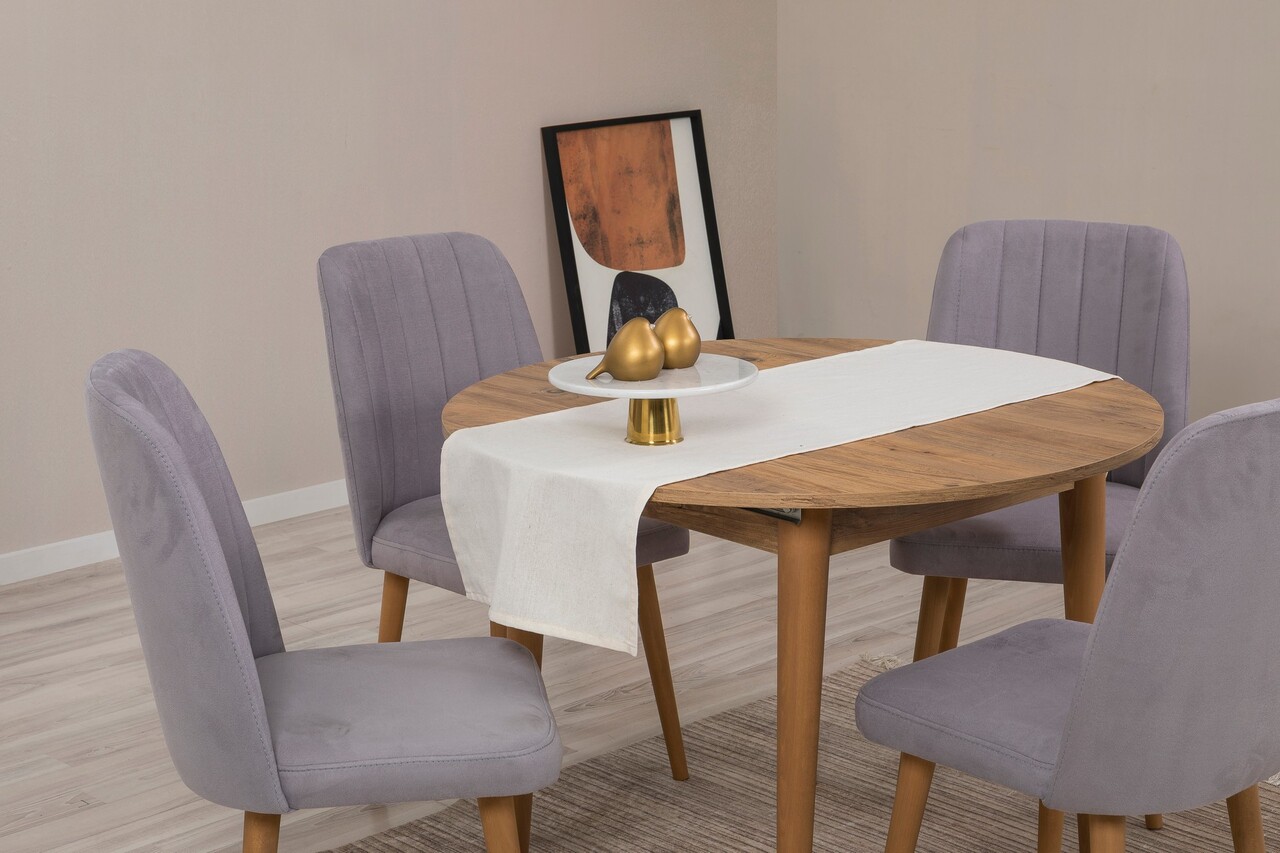 Set masa extensibila si scaune, Hanah Home, Vina 0701, Pin Atlantic / Gri - imagine 3