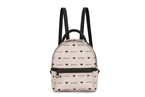Rucsac, lucky bees, 338 cream black, piele ecologica, crem/negru