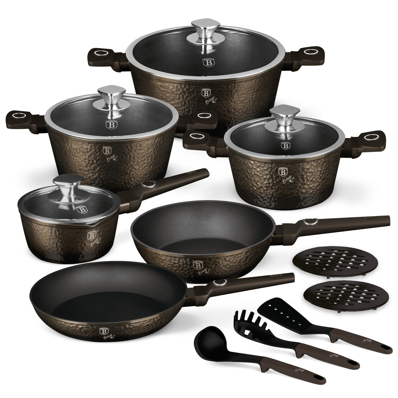Set pentru gatit Berlinger Haus, Primal Gloss, 15 piese, aluminiu forjat, negru - imagine 3