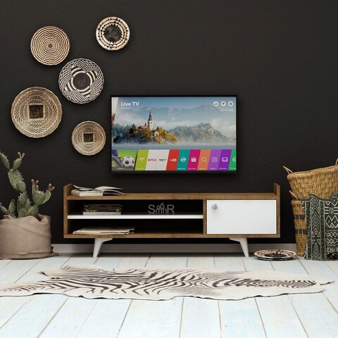 Comoda tv, mod design, ticaba, 120x47x35 cm, stejar / alb