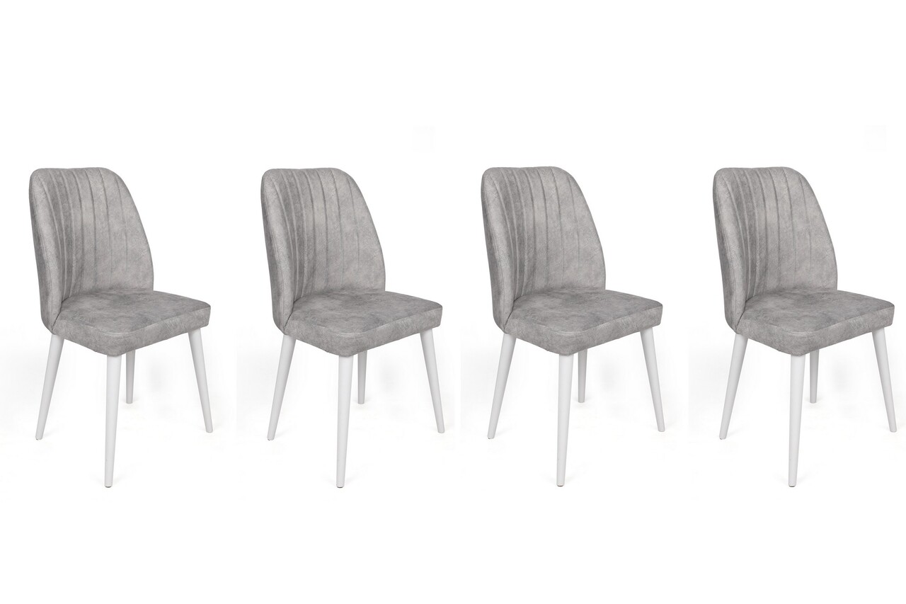 Set de scaune, Nmobb, Alfa-498 V4, Metal , Gri/Alb