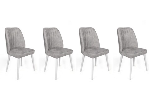 Set scaune 4 piese, Nmobb, Alfa-498 V4, Metal , Gri/Alb