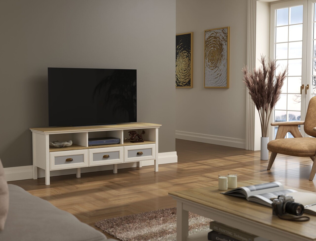 Comoda TV, Hanah Home, FRN-21030, 149.6x58x44.2 cm, PAL, Crem / Stejar / Gri - view 5