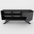 Comoda TV, Decorotika, North, 130x38.6x58.6 cm, Negru / Marmură