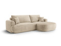 Coltar extensibil dreapta 5 locuri, modular, cu lada depozitare, Ella, Micadoni Home, 271x174x94 cm, catifea, bej deschis