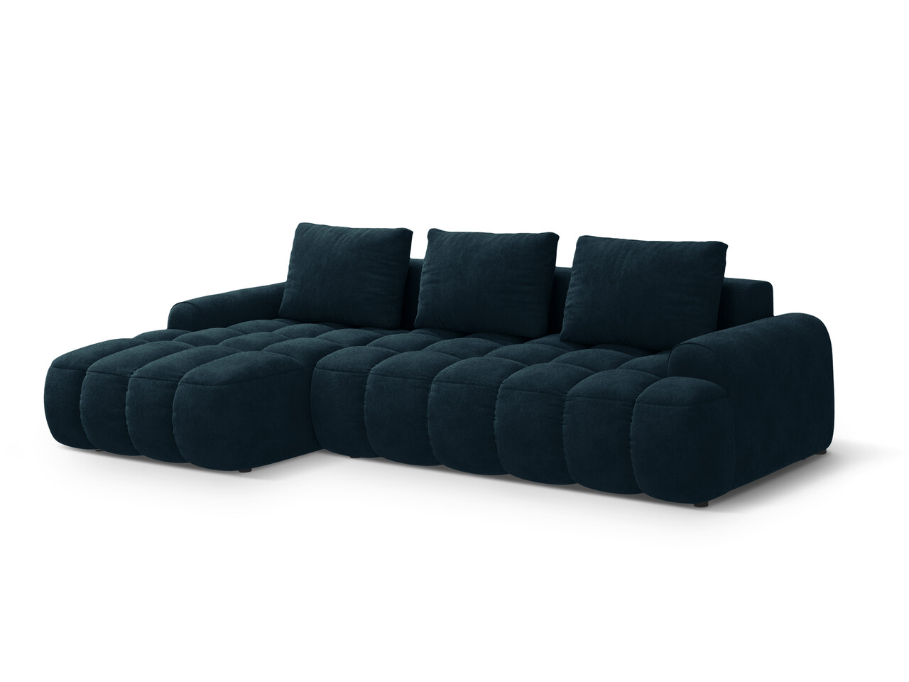 Coltar extensibil stanga 3 locuri, Linz, Cosmopolitan Design, 275x142x84 cm, catifea, albastru petrol inchis