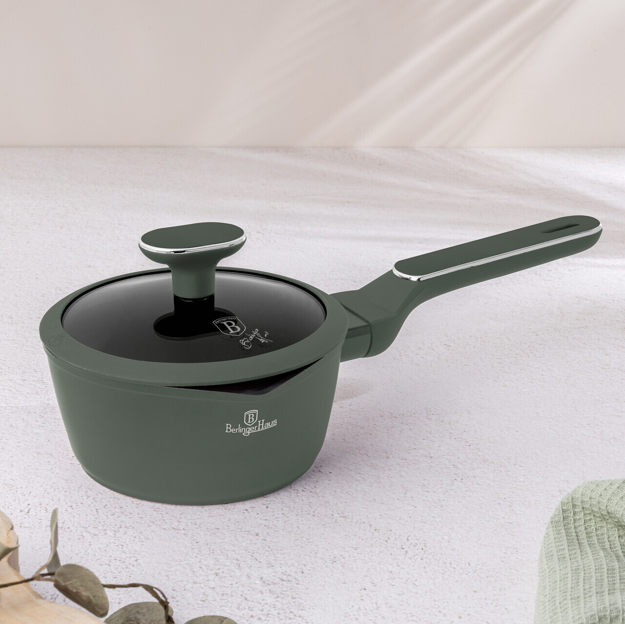 Cratita cu capac Berlinger Haus, Matte Green, 16 cm, 1.2 L, aluminiu forjat, verde mat - imagine 8