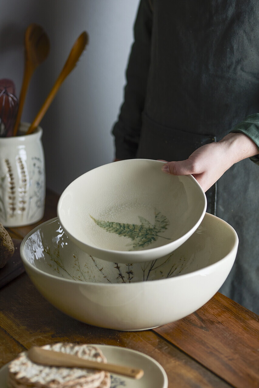 Bol salata, Bloomingville, Bea, 30.5x11 cm, 3.5 L, ceramica, natural - imagine 7