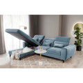 Coltar extensibil stanga 4 locuri ELTAP, Foble, 267x196x100 cm, lemn/poliester, albastru deschis