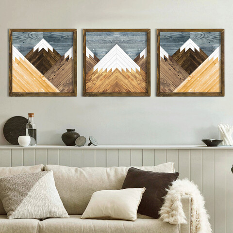 Set 3 tablouri decorative, tah106, mdf, lemn, multicolor