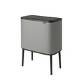 Cos de gunoi cu soft touch, Brabantia, Bo Touch Mineral, 11+23 L, 31.2x54x68 cm, otel, gri