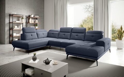Coltar stanga 6 locuri ELTAP, LT-40PO, Bretan, 350x205x107 cm, lemn/poliester, albastru