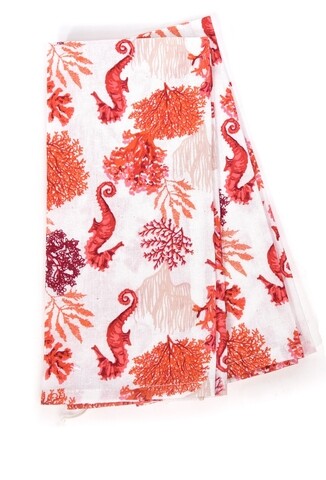 Set 2 prosoape de bucatarie coral and seahorse, mercury, 40x60 cm, bumbac, multicolor