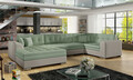 Coltar extensibil stanga 5 locuri ELTAP, Damario, 338x189x78 cm, lemn/poliester, verde menta/gri