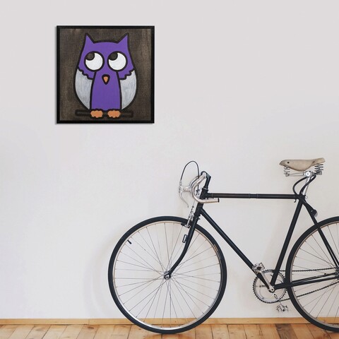 Decoratiune de perete, Purple Owl, Placaj, 30 x 30 cm, Negru/Alb/Mov mezoni.ro