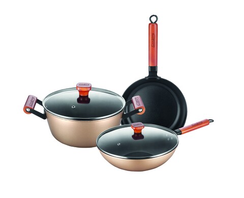 Set pentru gatit Emera, Cooking by Heinner, 5 piese, otel carbon/lemn/sticla