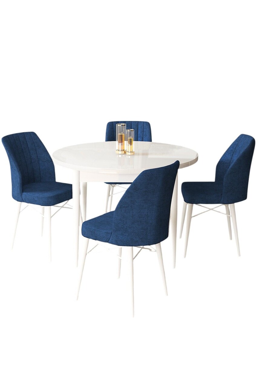 Set masă și scaune (5 bucăți), Hanah Home, Rox, Alb / Bleumarin - view 2