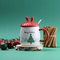 Cana cu capac si lingura  Merry Christmas, Ambition, 400 ml, portelan/otel
