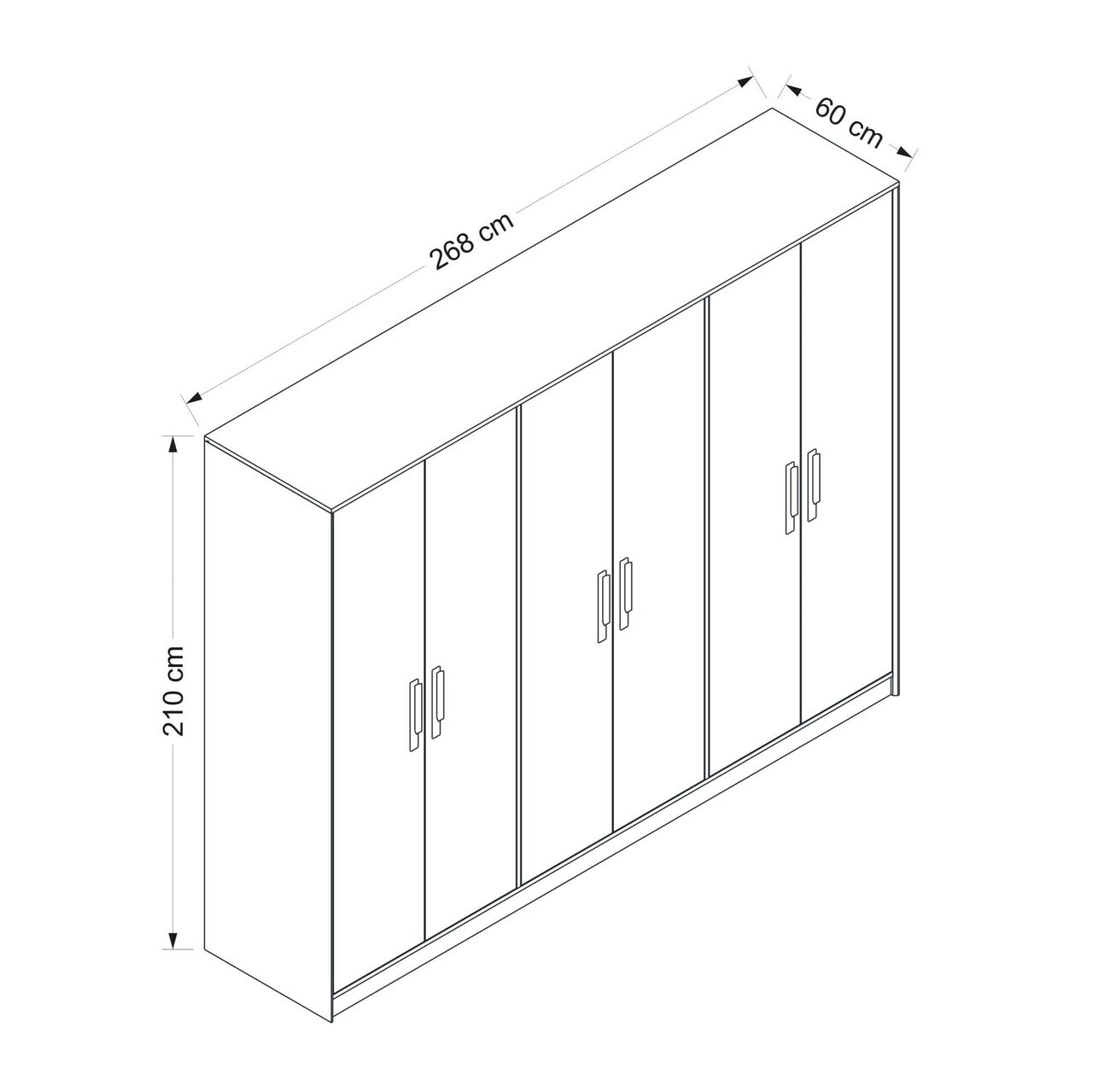 Dulap pentru haine, Hanah Home, Mitra, 268x210x60 cm, Alb / Artizanal — imaginea 6
