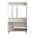Cuier cu pantofar si oglinda Zerbie, Pakoworld, 112x35.5x178 cm, PAL/sticla/fier, alb/natural