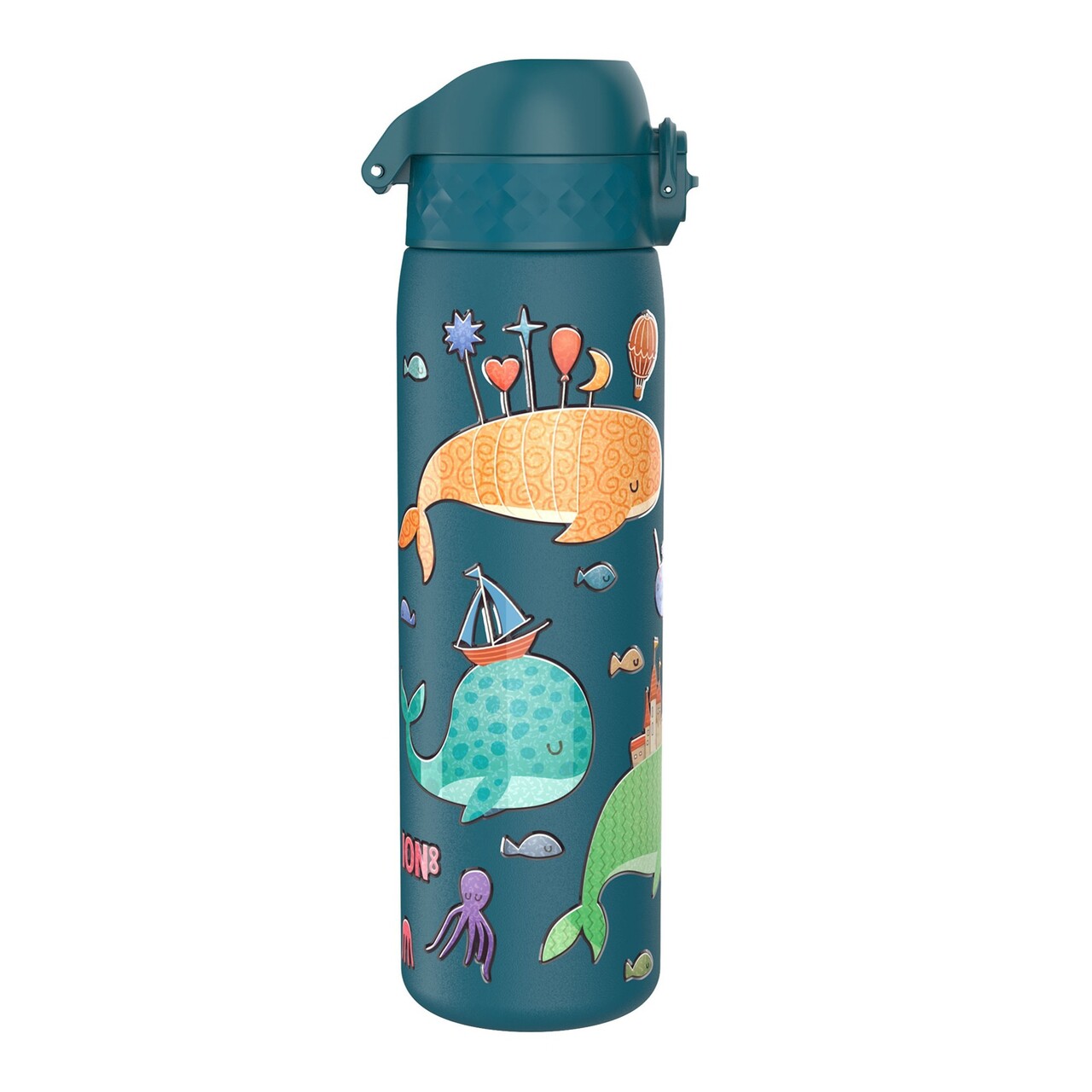 Sticla apa pentru copii Slim, inox, 600ml, Whales - Ion8 - imagine 4