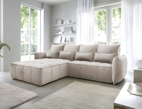 Coltar extensibil stanga 4 locuri ELTAP, LT-20REL, Campo, 265x196x88 cm, lemn/poliester, bej deschis
