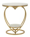 Masuta de cafea Heart, Mauro Ferretti, 40x45.5 cm, fier/marmura, auriu/alb
