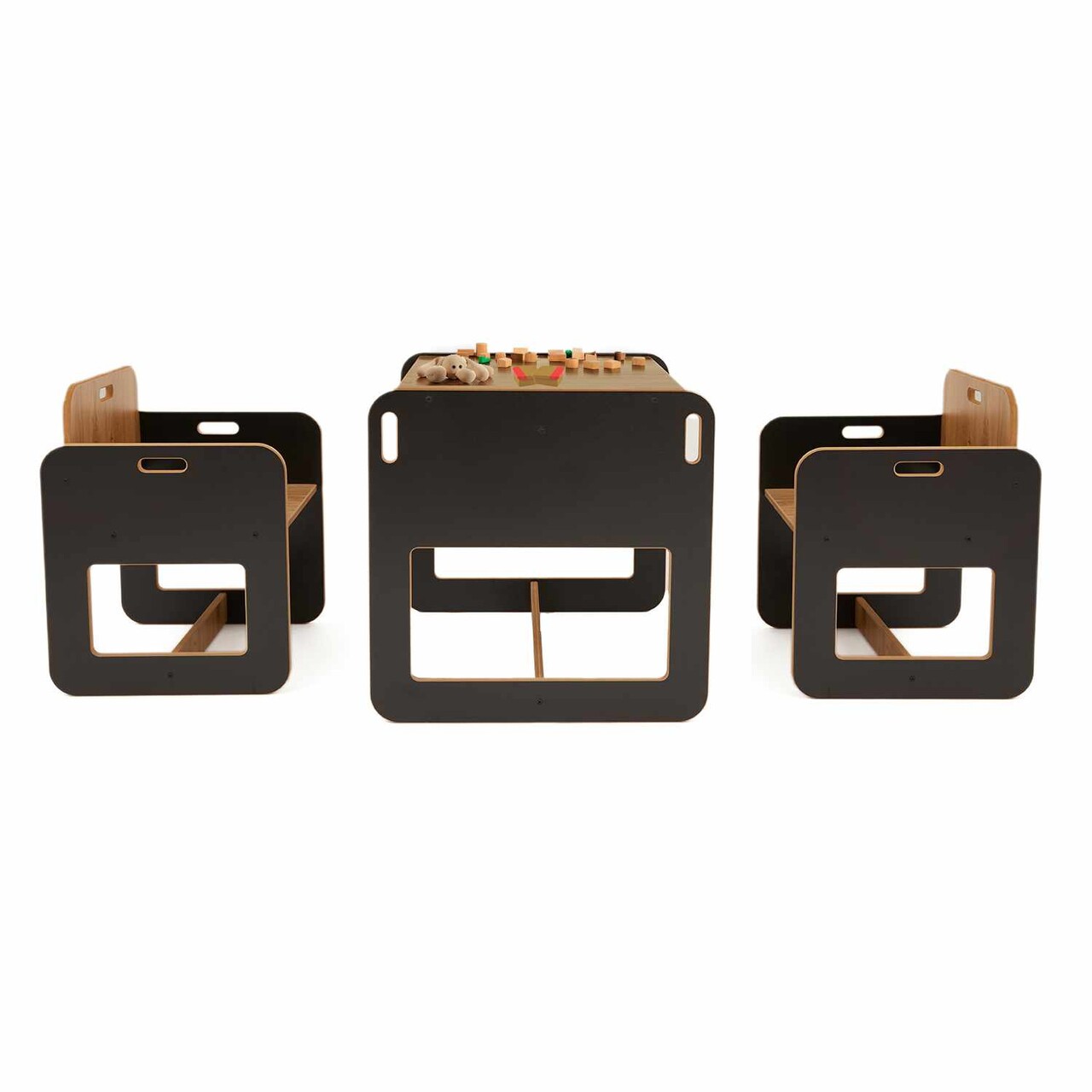 Set masa si scaun pentru copii, Hanah Home, Dove 2, Negru / Natural - view 5