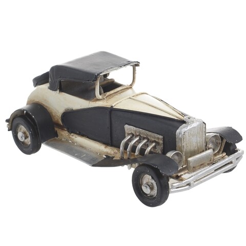 Decoratiune InArt Vintage Car, 11 x 5 x 4.5 cm, fier, ivoriu/negru