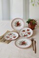 Set farfurii pentru desert, Hermia, 275KRM2574, Dimensiune: 20 cm (4 bucăți), Alb/Rosu
