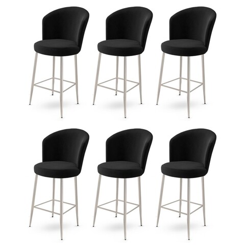 Set scaune de bar 6 piese, Charlotte, Fora, Metal, Negru / Crom