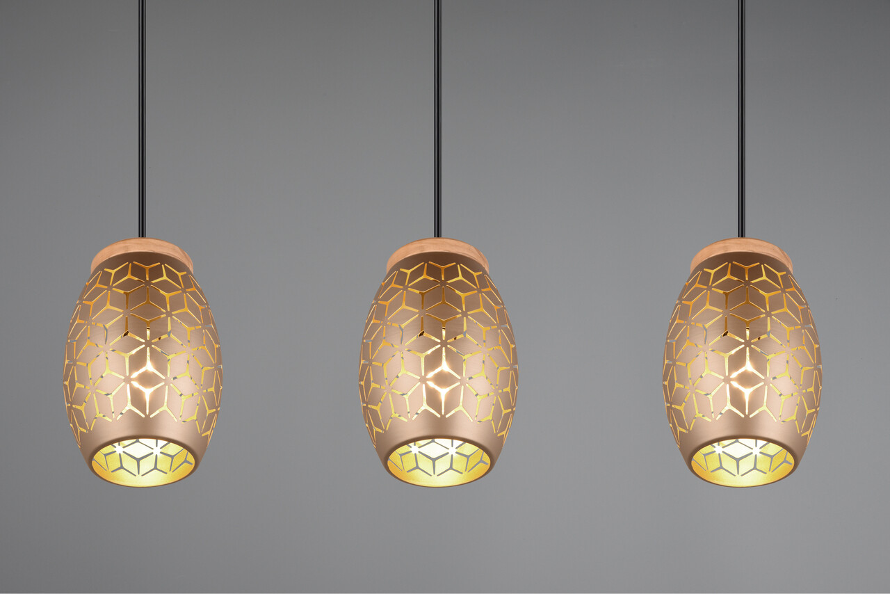 Lustra Bidar, RL, 71x15x150 cm, 28W, 3x E27, metal, aramiu - 1 | YEO