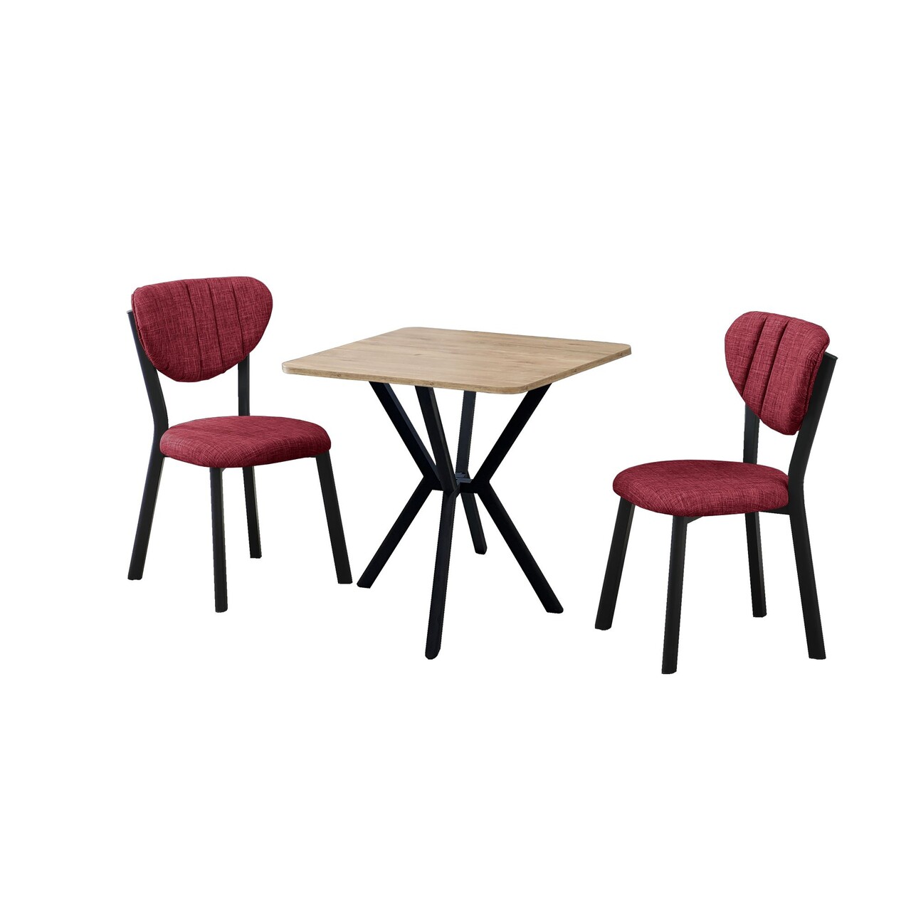 Set masa extensibila si scaune, 3 piese, Hanah Home, Elma, Burgundia / Nuc - view 2