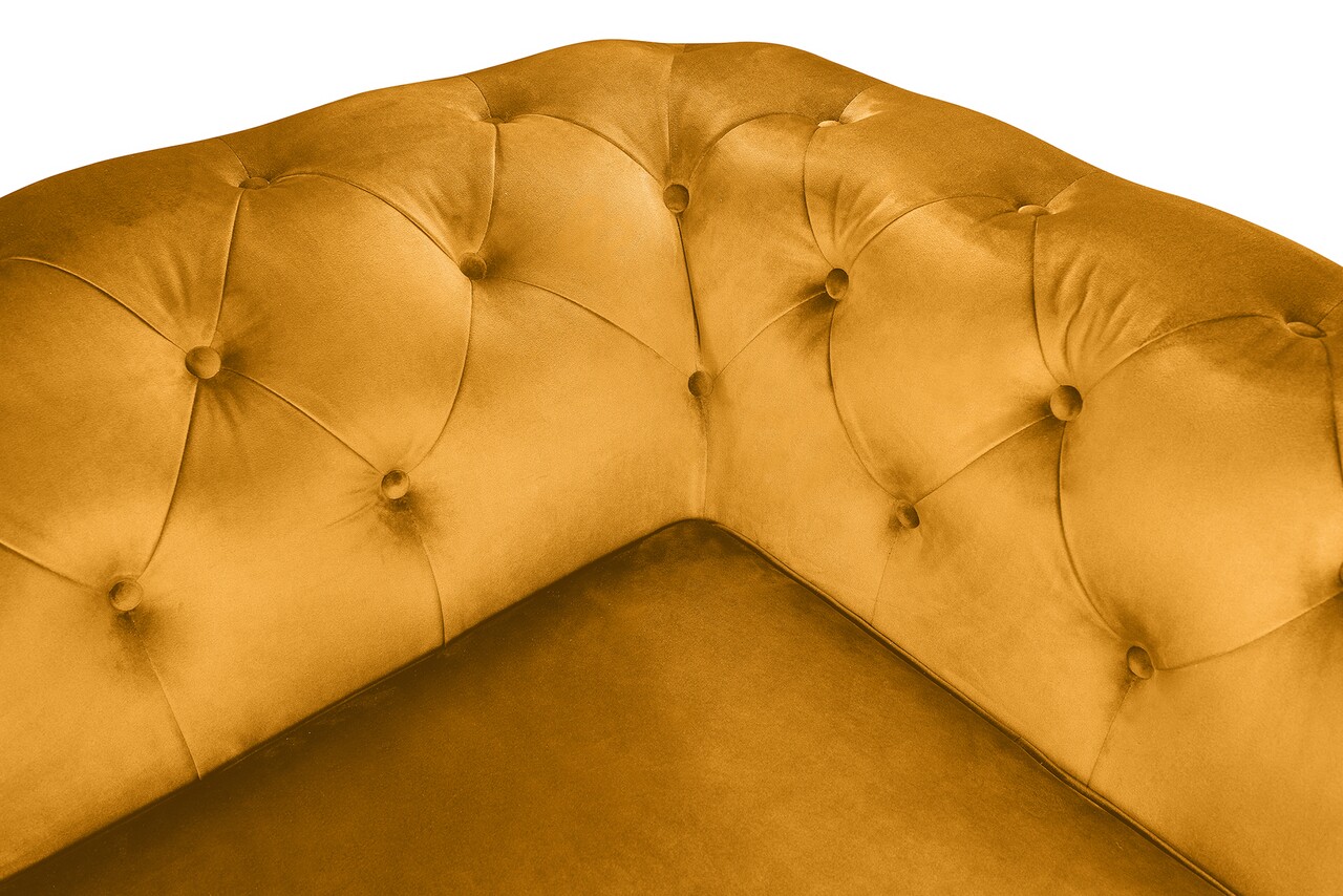 Canapea Extensibila Oxford Chesterfield, 88x216x75 Cm, 3 Locuri, Mustard