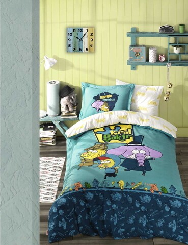 Lenjerie de pat pentru o persoana young, 3 piese, 160x220 cm, 100% bumbac, hobby, kral sakir, verde