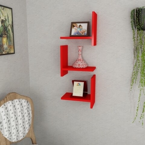 Raft pentru perete, Wooden Art, Demand Red, 31.8x90x22 cm