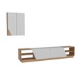 Mobilier pentru living Zebra, Decorotika, 3 piese, 240x37.5x47 cm, alb/natural