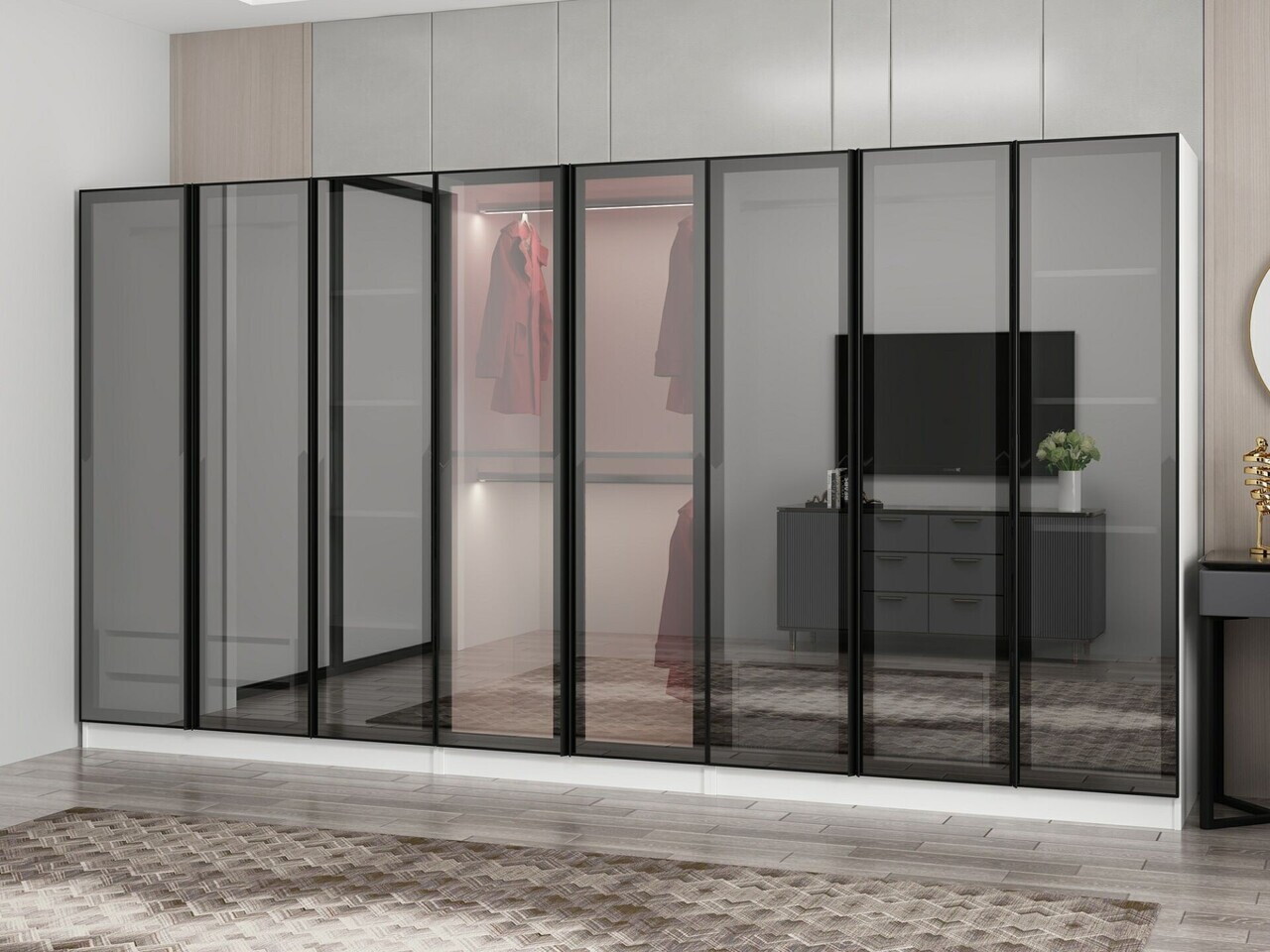 Dulap pentru haine, Hanah Home, Nisa, 360x210x52 cm, Alb — imaginea 4