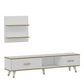 Comoda TV, Inarch, Aren, 180x43.6x35 cm, Stejar alb