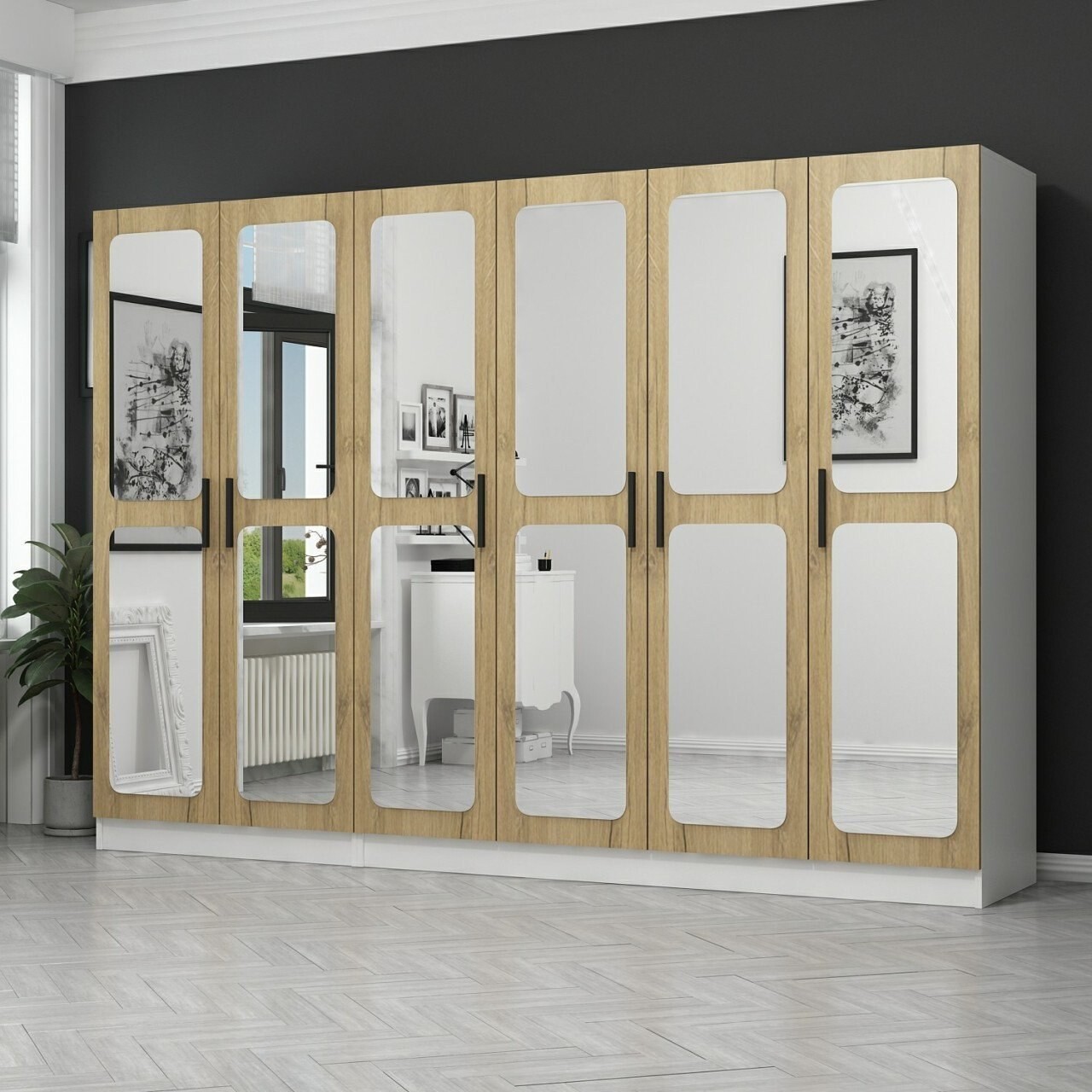 Dulap pentru haine, Minerva, Kale, 225x210x52 cm, PAL, Maro - 1 | YEO