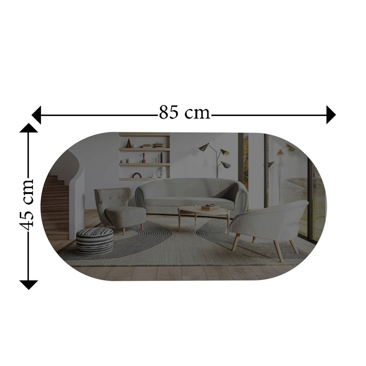 Oglinda decorativa, Siam, Riors, 45x85x2.2 cm, MDF , Gri inchis/Auriu