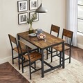 Set 2 scaune de bucatarie, Vasagle, 36x46.6x87.1 cm, PAL/otel, maro/negru