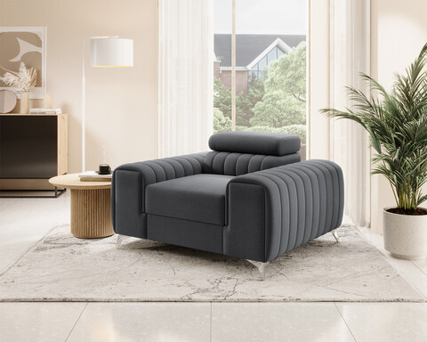 Fotoliu, ELTAP, AR-LAU-06NU, Laurence, 125x97x105 cm, lemn/poliester, gri inchis