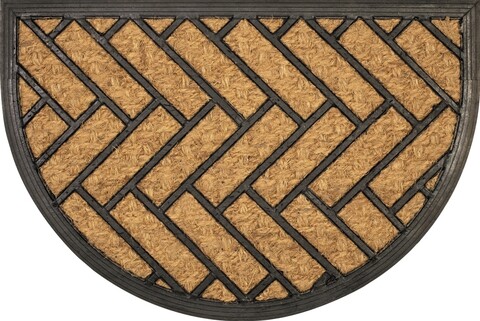Covoras de intrare, Olivo Tappeti, Promo Mezzaluna , Lines 02, 40 x 60 cm, cauciuc/fibra cocos, maro/negru