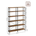 Biblioteca cu 6 rafturi, Vasagle, Industrial, 120x30x172.5 cm. PAL/otel, maro