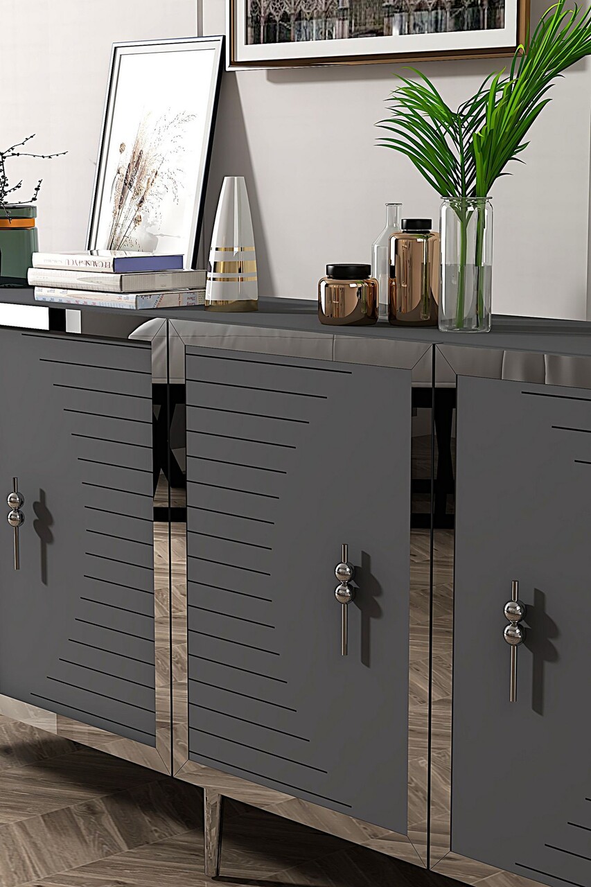 Consola, Hanah Home, Tuna 180, 180x75x32 cm, PAL , Antracit / Argintiu - view 3