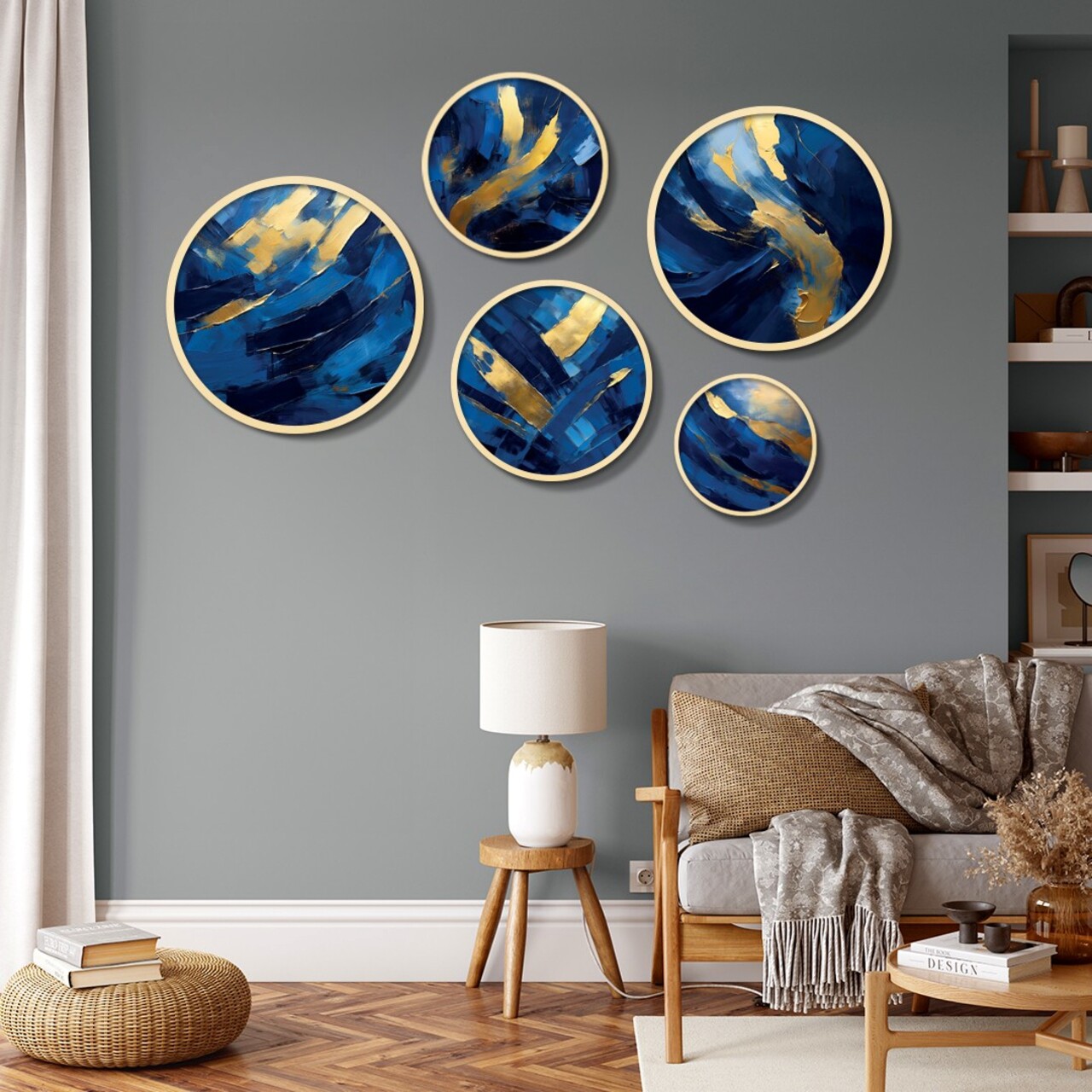 Tablou decorativ (5 Pieces), Iaht-49, Dimensiuni: 43,5 x 43,5 cm (1 bucată), Multicolor - view 2